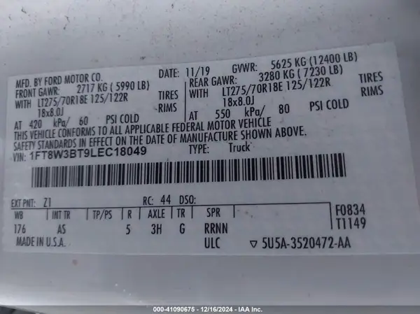 1FT8W3BT9LEC18049 2020 FORD F350 - Image 8