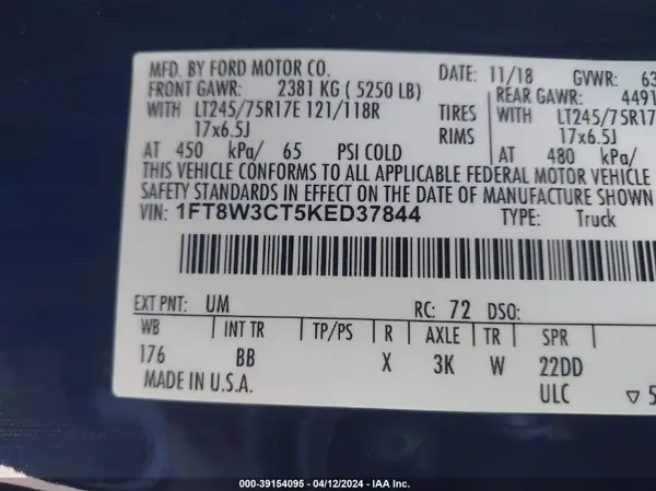 1FT8W3CT5KED37844 2019 FORD F350 - Image 8
