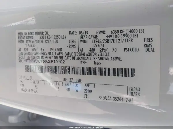 1FT8W3CT5KEF10102 2019 FORD F350 - Image 8