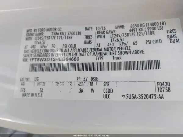 1FT8W3DT2HEB64680 2017 FORD F350 - Image 8
