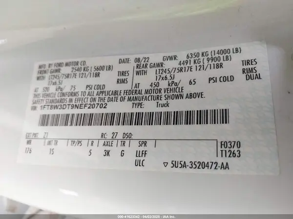 1FT8W3DT9NEF20702 2022 FORD F350 - Image 8