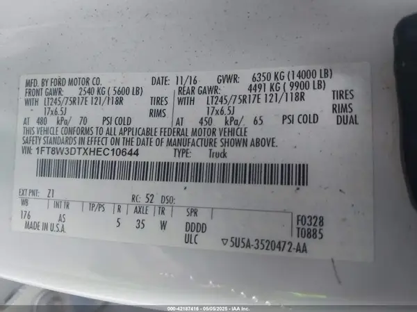 1FT8W3DTXHEC10644 2017 FORD F350 - Image 8