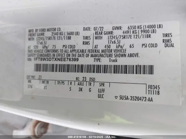1FT8W3DTXNEE76399 2022 FORD F350 - Image 8