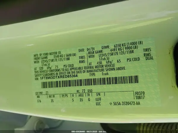 1FT8W3DTXRED85364 2024 FORD F350 - Image 4