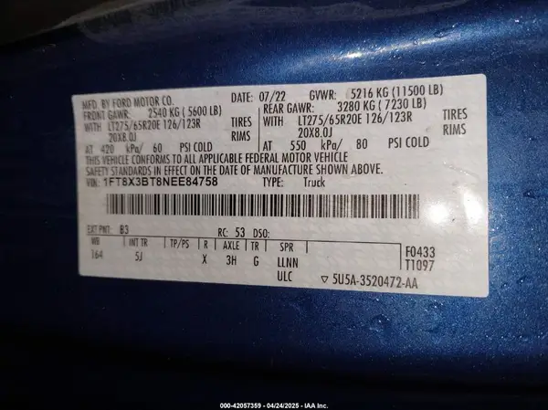 1FT8X3BT8NEE84758 2022 FORD F350 - Image 8