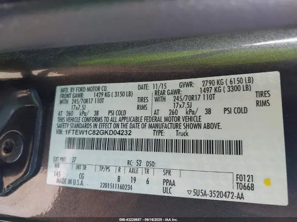 2016 FORD F-150 auction photo 7