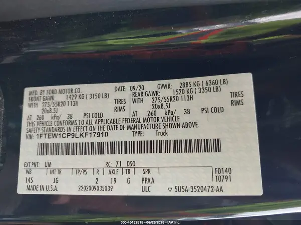 1FTEW1CP9LKF17910 2020 FORD F-150 - Image 8