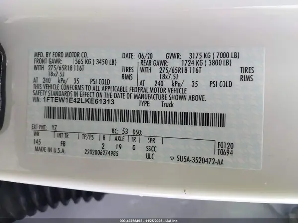 1FTEW1E42LKE61313 2020 FORD F-150 - Image 8