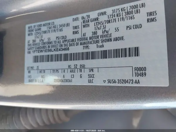 1FTEW1E56LKE43468 2020 FORD F-150 - Image 8