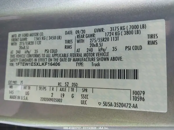 1FTEW1E5XLKF16406 2020 FORD F-150 - Image 8