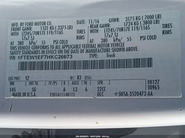 1FTEW1EF7HKC26673 2017 FORD F-150 - Image 8