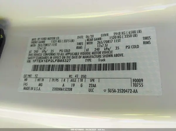 1FTEX1EP2LFB85327 2020 FORD F-150 - Image 8