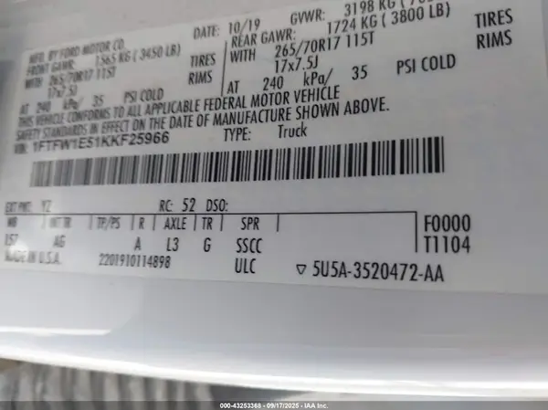 1FTFW1E51KKF25966 2019 FORD F-150 - Image 8