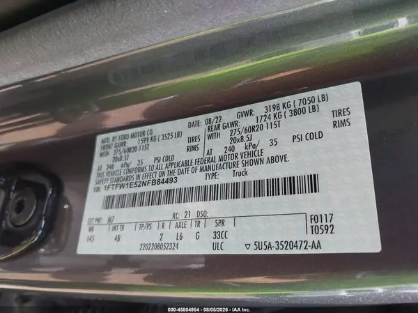 1FTFW1E52NFB84493 2022 FORD F-150 - Image 8