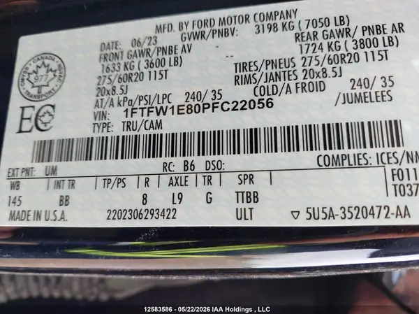 1FTFW1E80PFC22056 2023 FORD F-150 - Image 8