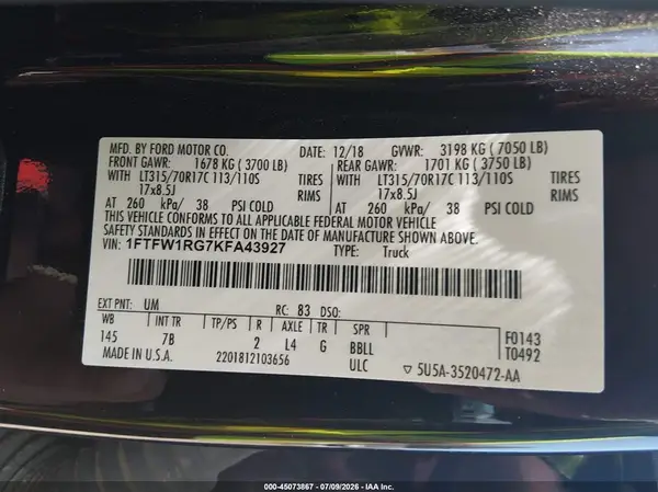 1FTFW1RG7KFA43927 2019 FORD F-150 - Image 8