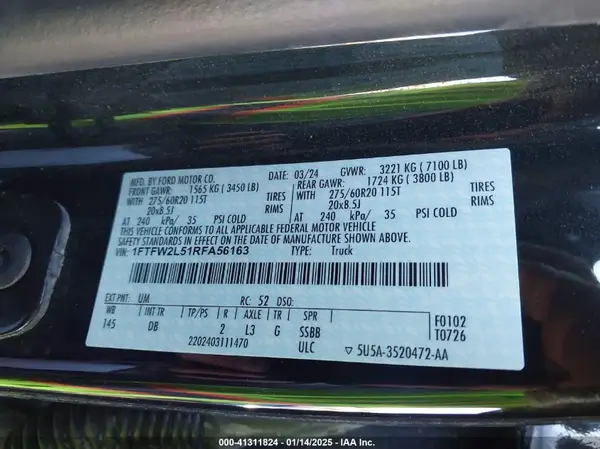 1FTFW2L51RFA56163 2024 FORD F-150 - Image 8