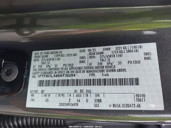 1FTFW3L54SKF36264 2025 FORD F-150 - Image 5