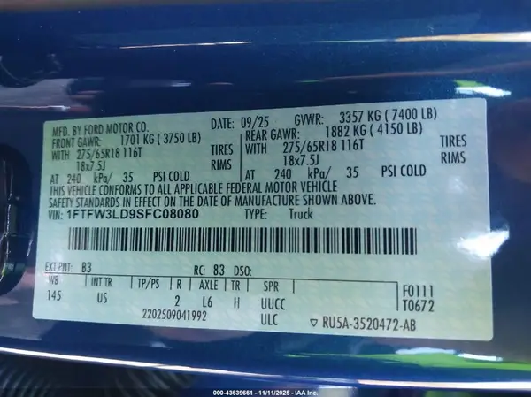 1FTFW3LD9SFC08080 2025 FORD F-150 - Image 5