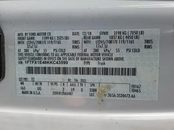 1FTFX1E48KKC43599 2019 FORD F-150 - Image 8