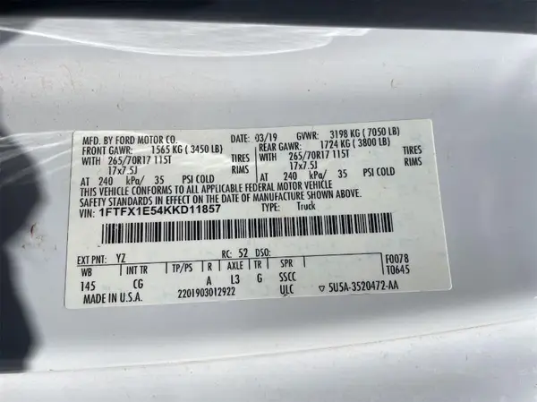 1FTFX1E54KKD11857 2019 FORD F-150 - Image 1