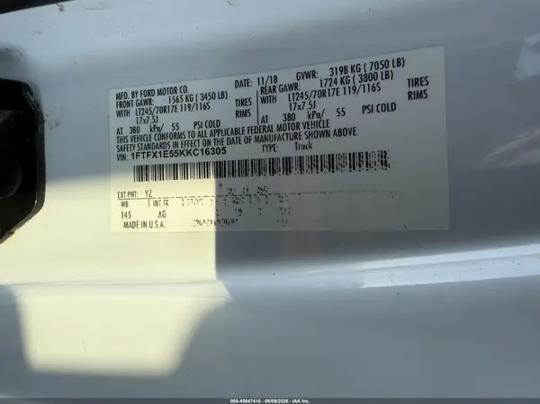1FTFX1E55KKC16305 2019 FORD F-150 - Image 8