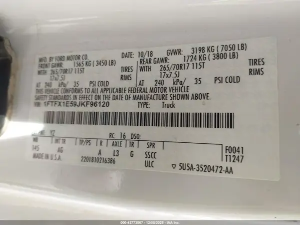 1FTFX1E59JKF96120 2018 FORD F-150 - Image 8