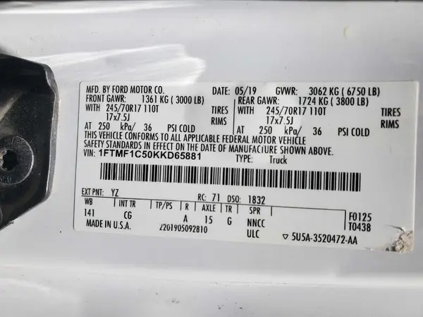1FTMF1C50KKD65881 2019 FORD F-150 - Image 2