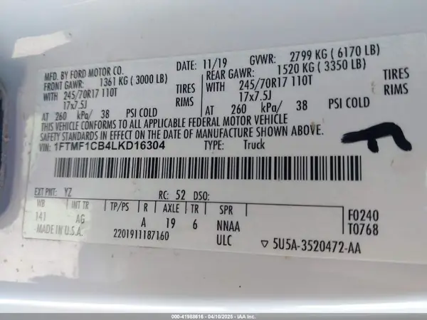 1FTMF1CB4LKD16304 2020 FORD F-150 - Image 8