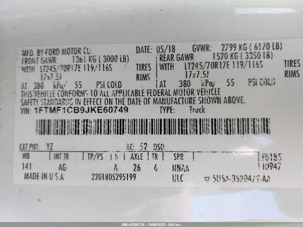 1FTMF1CB9JKE60749 2018 FORD F-150 - Image 8