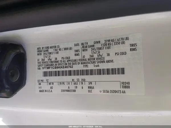 1FTMF1CB9KKE48702 2019 FORD F-150 - Image 8