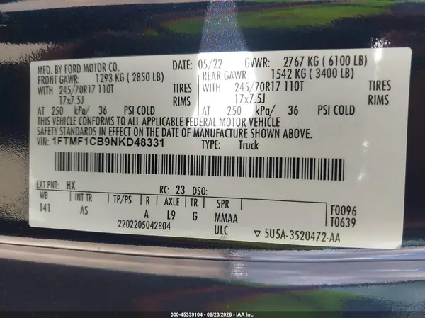 1FTMF1CB9NKD48331 2022 FORD F-150 - Image 8
