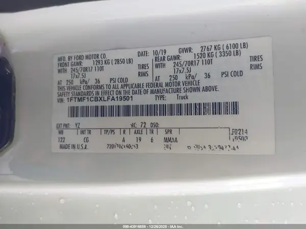1FTMF1CBXLFA19501 2020 FORD F-150 - Image 8