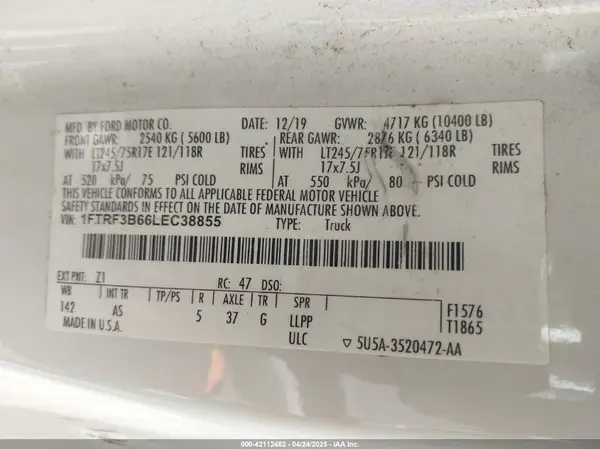 1FTRF3B66LEC38855 2020 FORD F350 - Image 8