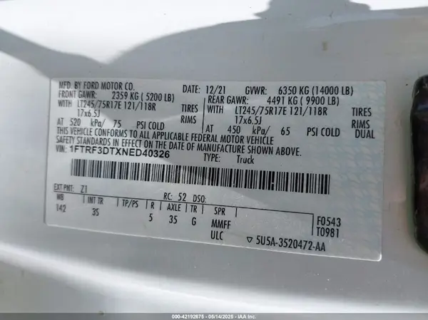 1FTRF3DTXNED40326 2022 FORD F350 - Image 8