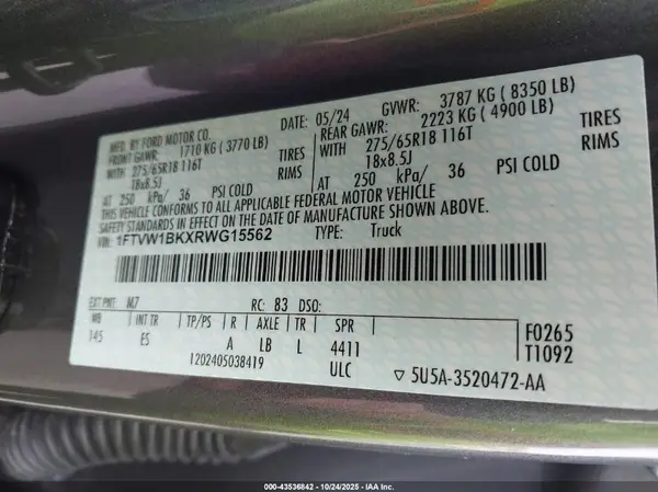 1FTVW1BKXRWG15562 2024 FORD F-150 - Image 5