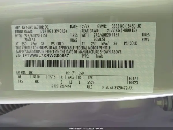 1FTVW5L7XRWG00657 2024 FORD F-150 - Image 8