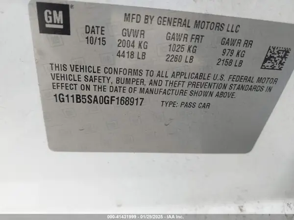 1G11B5SA0GF168917 2016 CHEVROLET MALIBU - Image 8