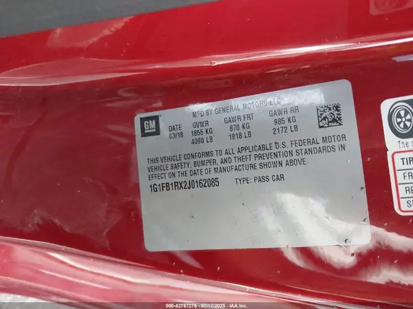 1G1FB1RX2J0162085 2018 CHEVROLET CAMARO - Image 8