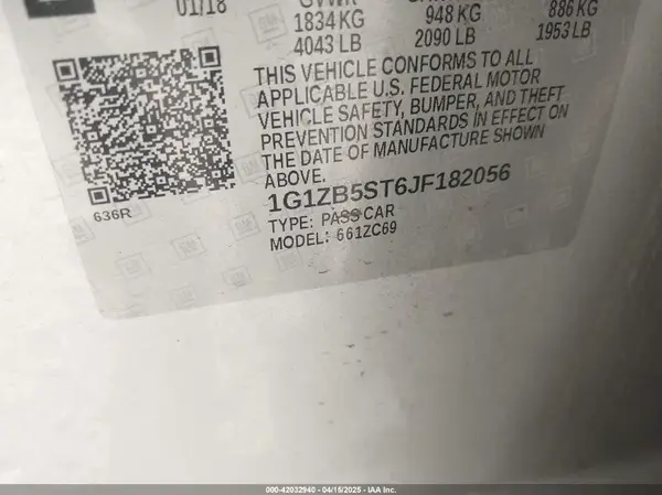 1G1ZB5ST6JF182056 2018 CHEVROLET MALIBU - Image 8