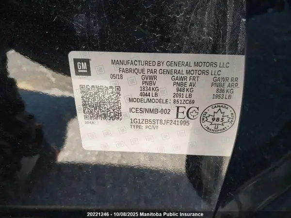 1G1ZB5ST8JF241995 2018 CHEVROLET MALIBU - Image 8