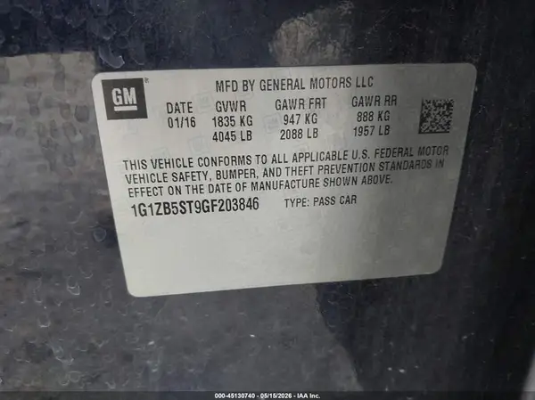 1G1ZB5ST9GF203846 2016 CHEVROLET MALIBU - Image 8
