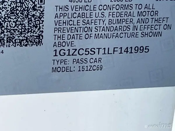 1G1ZC5ST1LF141995 2020 CHEVROLET MALIBU - Image 1