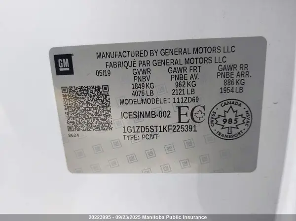 1G1ZD5ST1KF225391 2019 CHEVROLET MALIBU - Image 8
