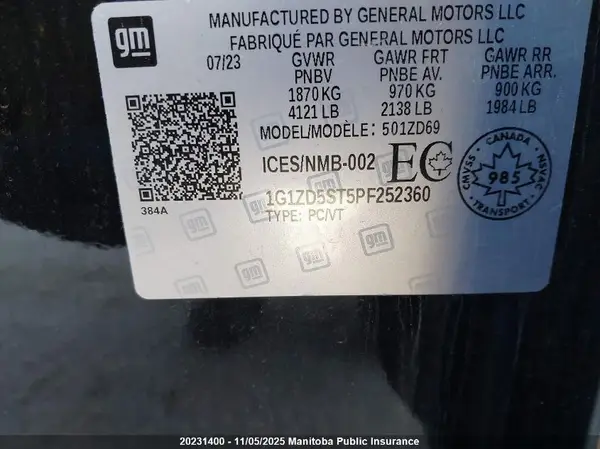 1G1ZD5ST5PF252360 2023 CHEVROLET MALIBU - Image 8