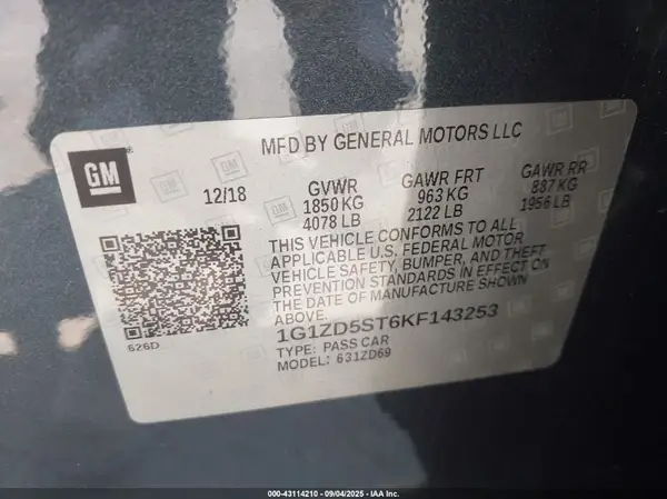 1G1ZD5ST6KF143253 2019 CHEVROLET MALIBU - Image 8