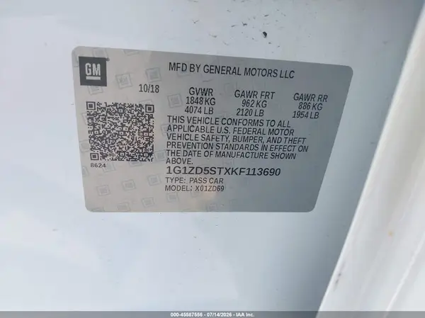 1G1ZD5STXKF113690 2019 CHEVROLET MALIBU - Image 8