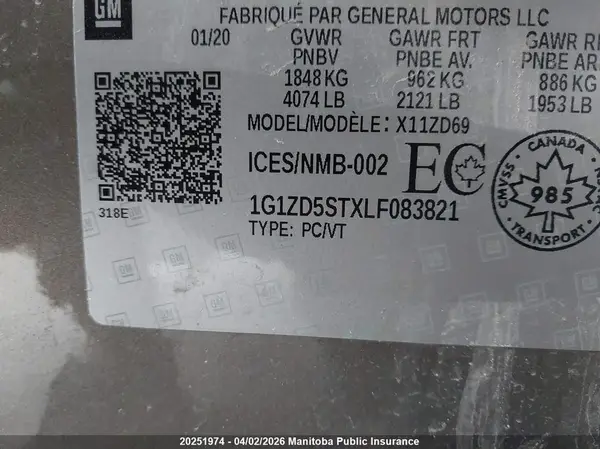 1G1ZD5STXLF083821 2020 CHEVROLET MALIBU - Image 8