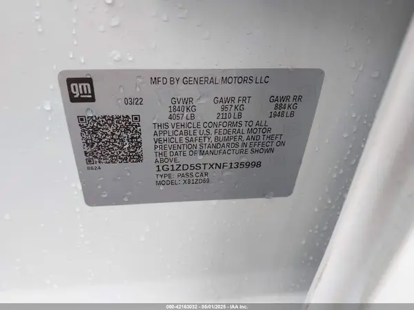 1G1ZD5STXNF135998 2022 CHEVROLET MALIBU - Image 8