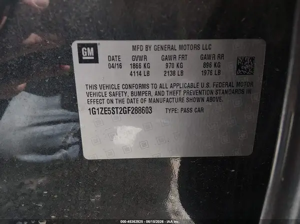 1G1ZE5ST2GF288603 2016 CHEVROLET MALIBU - Image 8